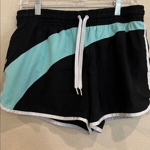 Fila Black and Aqua Athletic Shorts